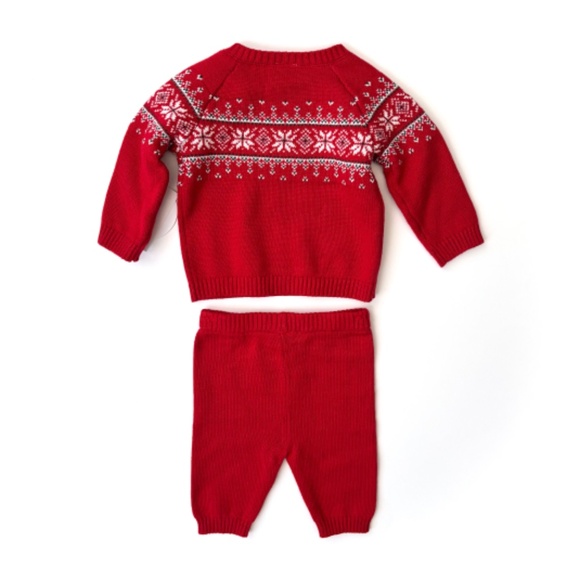 Edgehill Collection Nwt Red Knit Sweater Pants Fair Isle Holiday Snowflake NB - Picture 5 of 5